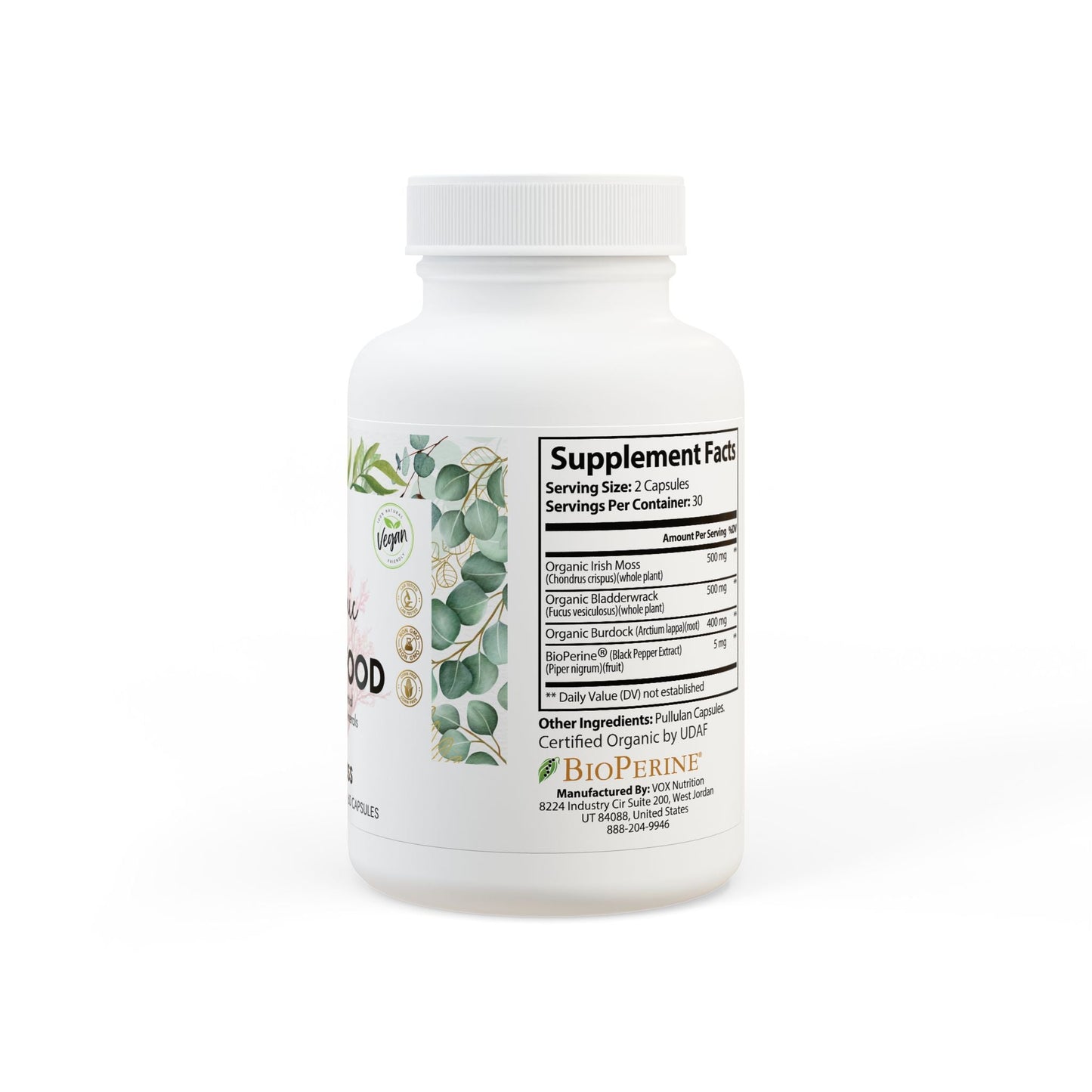 Sea Moss Benefits ORGANIC SUPERFOOD Sea Moss Supplement provides over 92 essential vitamins and minerals in a whole-food bioavailable state to support health, vitality, and energy.  (60 Capsules) bottle