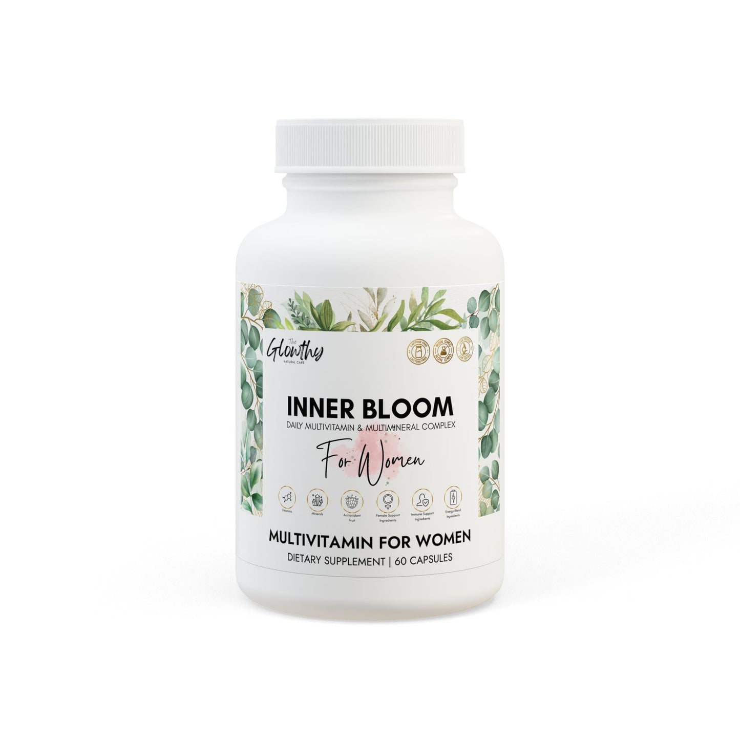 Multivitamin for Women INNER BLOOM Supplement (60 Capsules) All in one. designed to support exercise performance, aerobic energy metabolism, conversion of food into cellular energy, hair health, antioxidant function. 60 capsules, designed to enhance women's health and well-being.