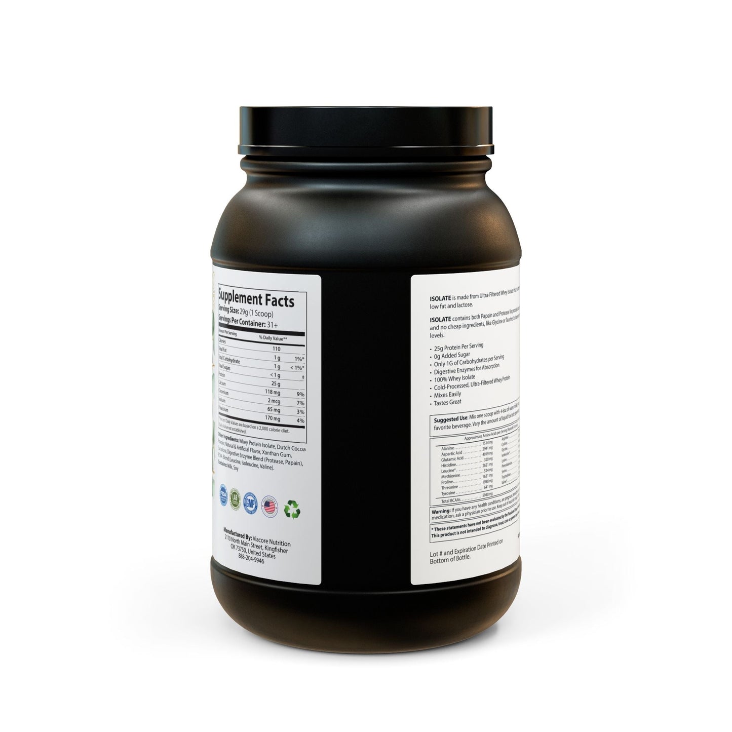 Whey Isolate Protein supplement by FITNESS & GLOW (907g, 2lb) for muscle building and recovery.
