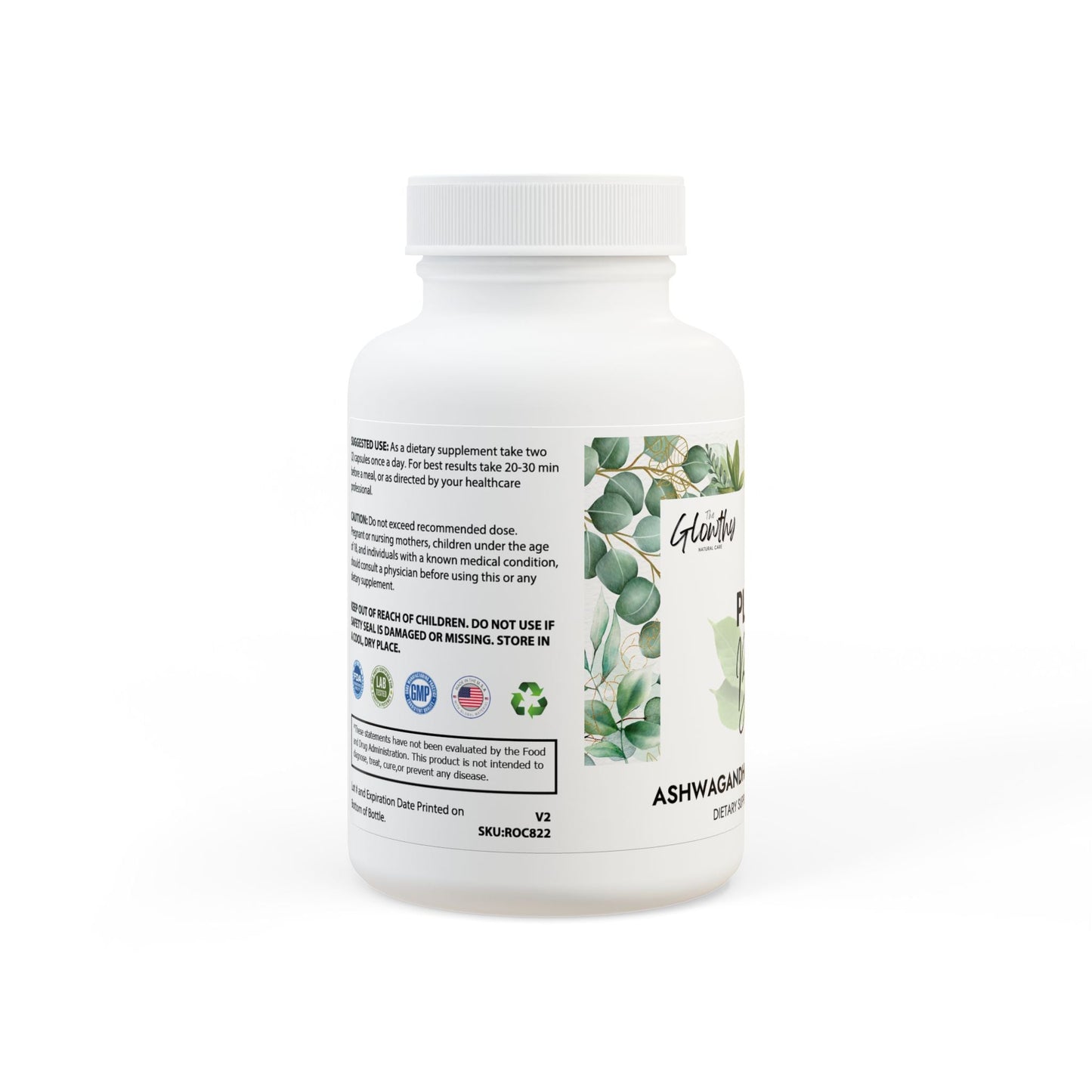 Ashwagandha Supplement PLANT BOOST+ Ashwagandha and Black Pepper Supplement, empowers you to feel centered, energized, and in control, bottle 60 vegan capsules