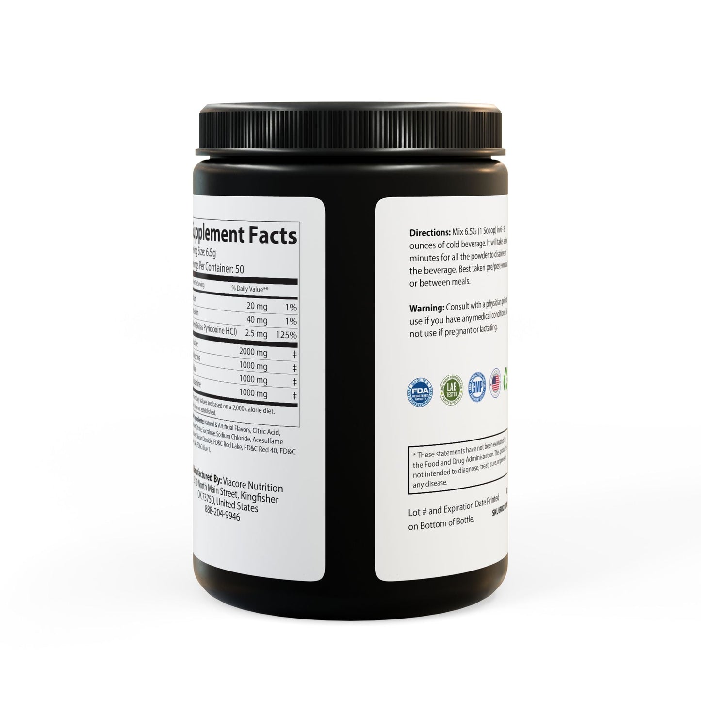 FITNESS & GLOW BCAA Supplement in grape flavor, 325g container, 50 servings.