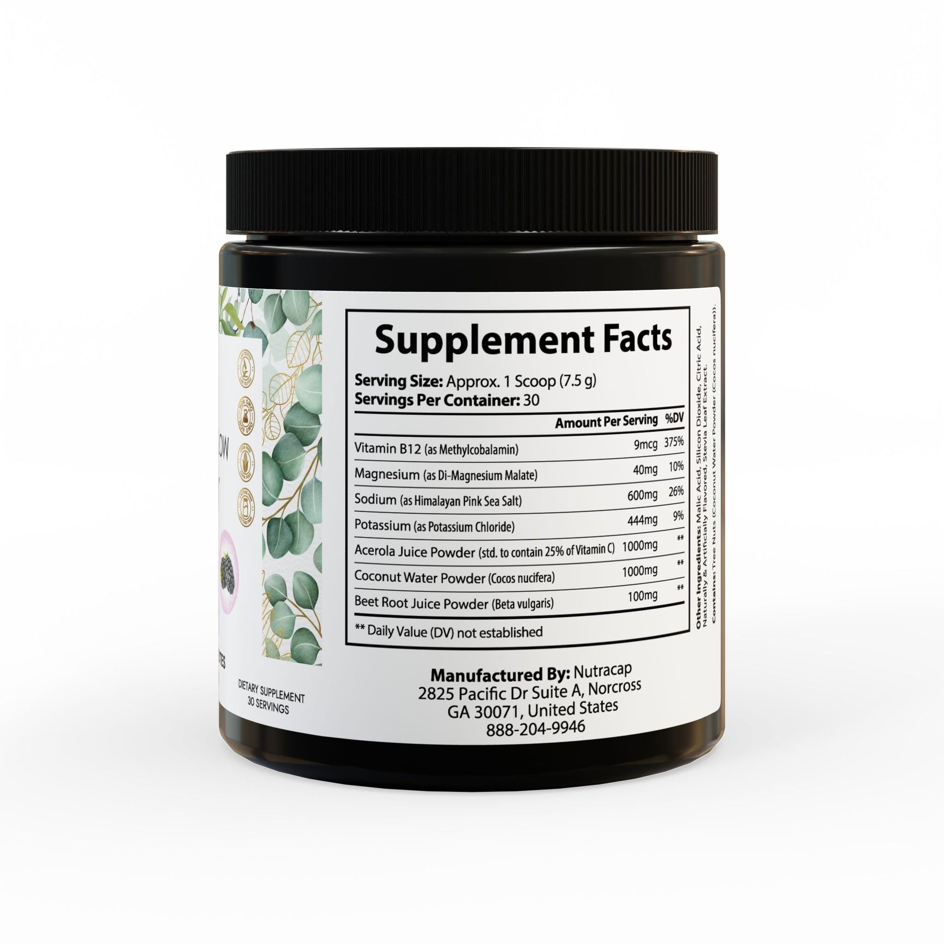 Electrolyte Powder Supplement - FITNESS & GLOW ION + Select Electrolyte Supplement, 225g, 7.9oz in a black container, vegan-friendly, contains essential electrolytes, vitamins, minerals, and superfoods to fuel hydration and energy. Take your workout to the next level
