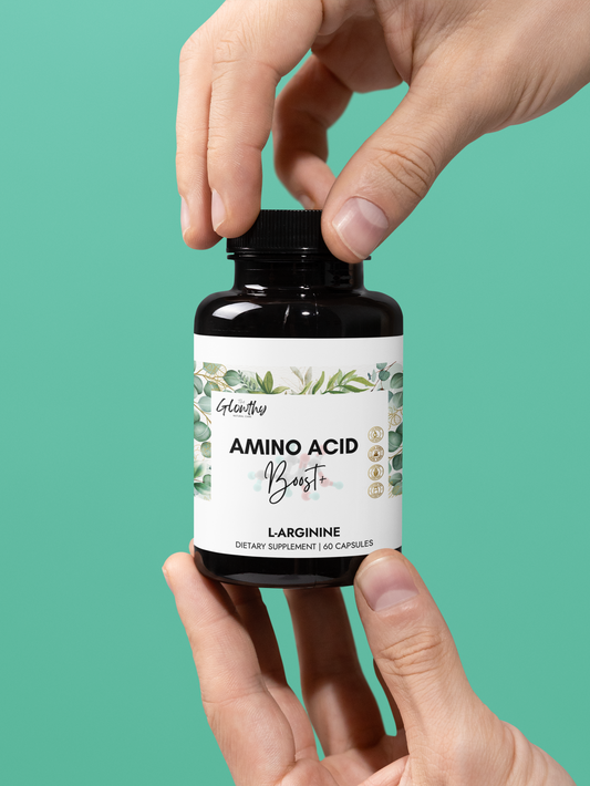 L-Arginine Supplement AMINO ACID BOOST+ L-Arginine Supplement, supports muscle function and recovery.