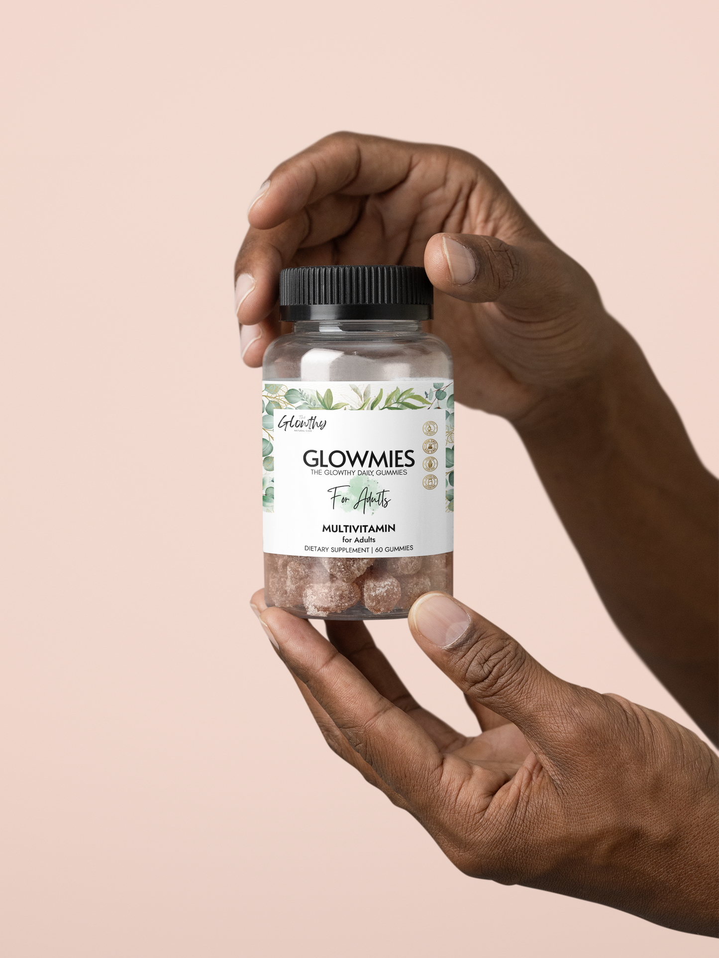 Multivitamin Daily Gummies for adults GLOWMIES Multivitamin Gummies for Adults in a bottle, 60 gummies, deliver essential vitamins, minerals, and antioxidants that support energy, immunity, metabolism, and overall vitality. supports energy, hair health, non-GMO, corn-free, FDA and GMP certified.
