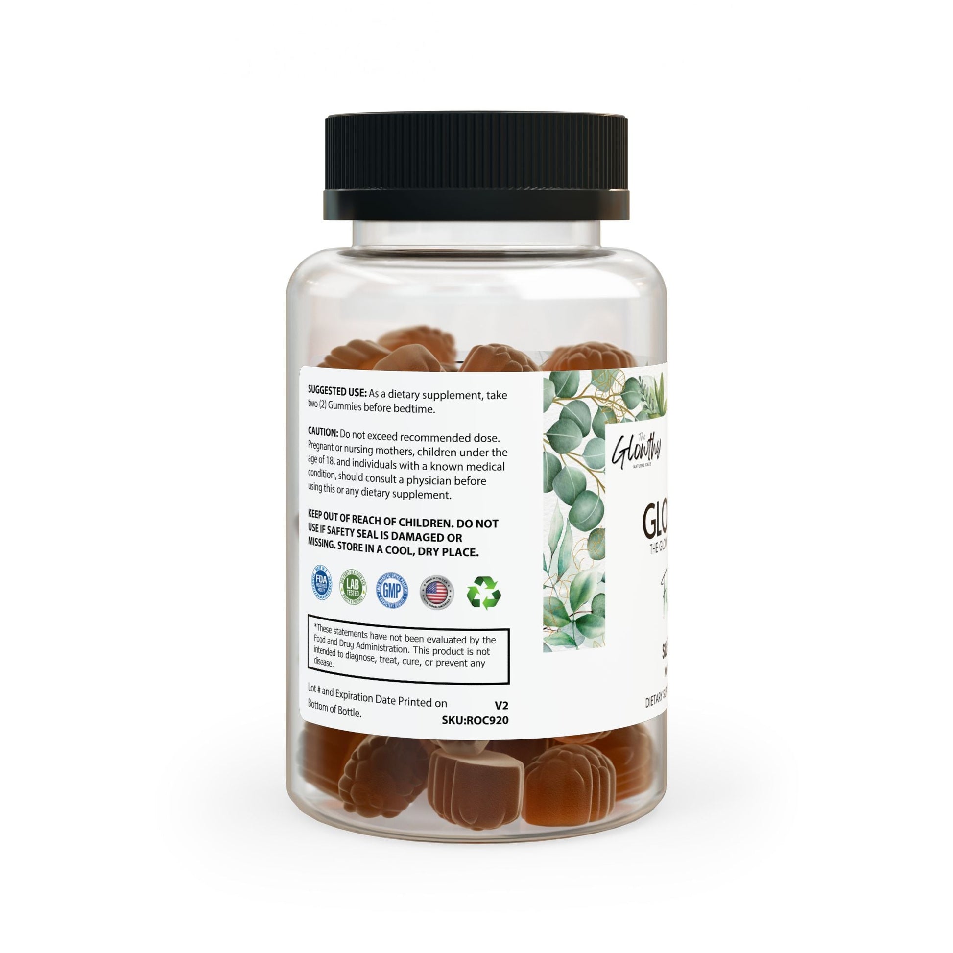 Sleep Well Melatonin Gummies GLOWMIES Sleep Well Gummies designed to enhance sleep, support healthy sleep patterns, provide antioxidant support and promote healthy circadian rhythms, bottle with 60 gummies