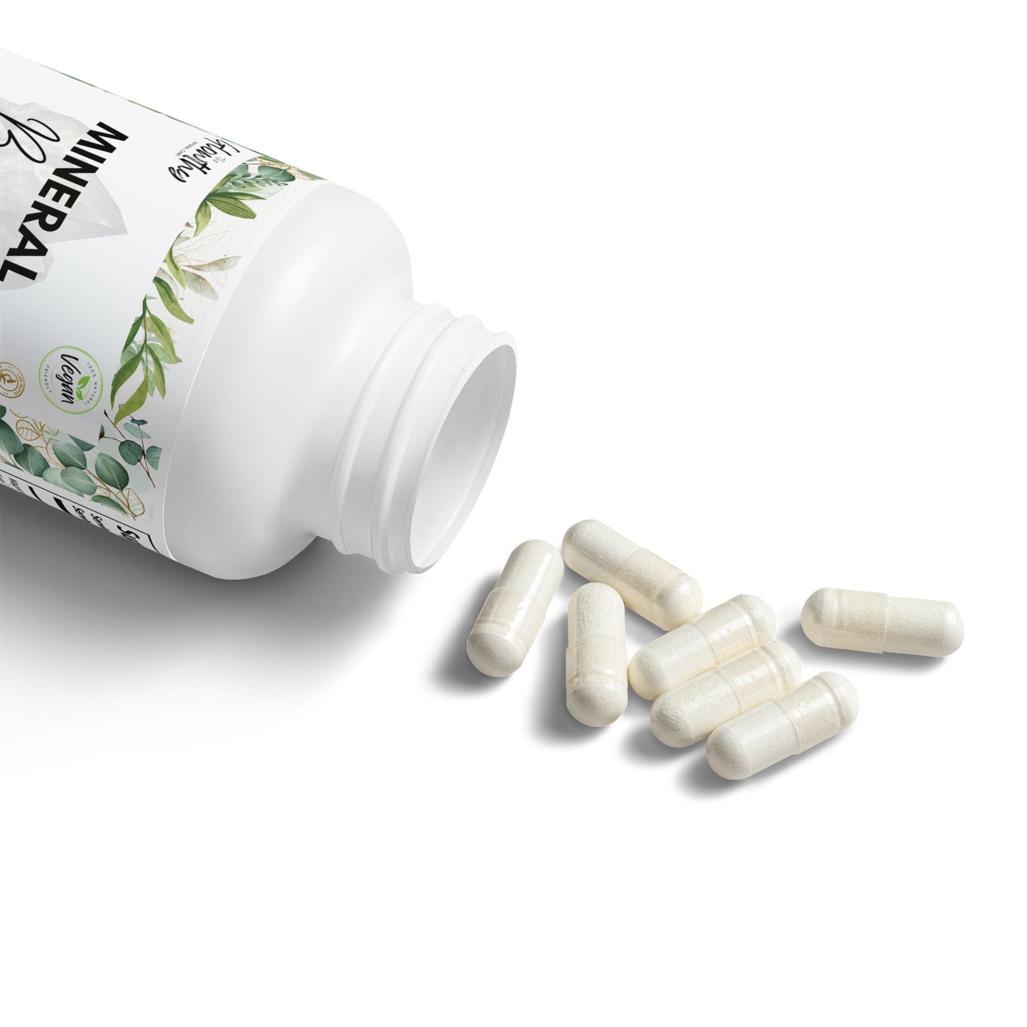 Magnesium Glycinate Supplement MINERAL BOOST+ Magnesium Glycinate Supplement, Natural boost dietary supplement​, bottle with 60 capsules, supports athletic performance, vegan-friendly and non-GMO.