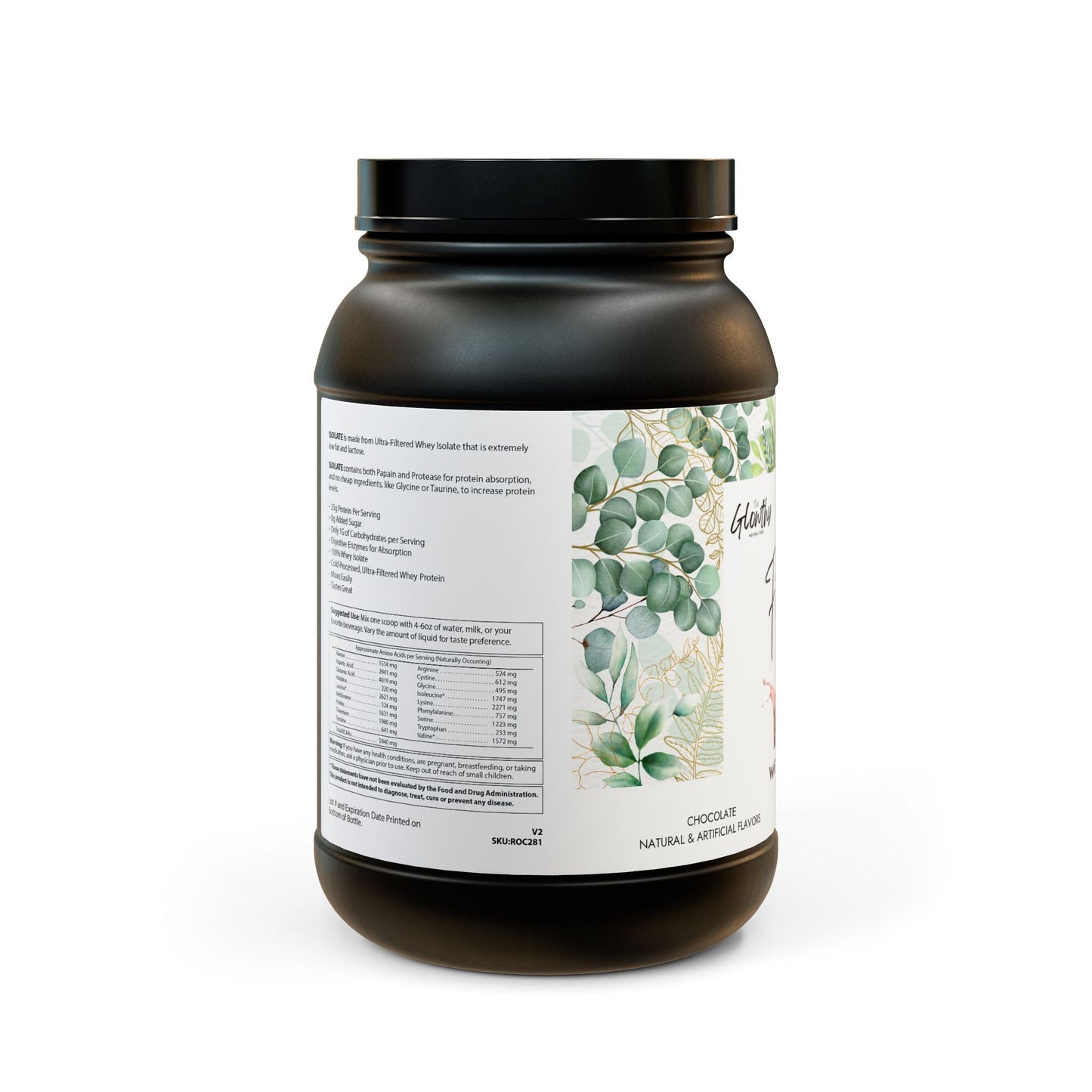whey protein isolate supplement by FITNESS & GLOW (907g, 2lb) for muscle building and recovery.