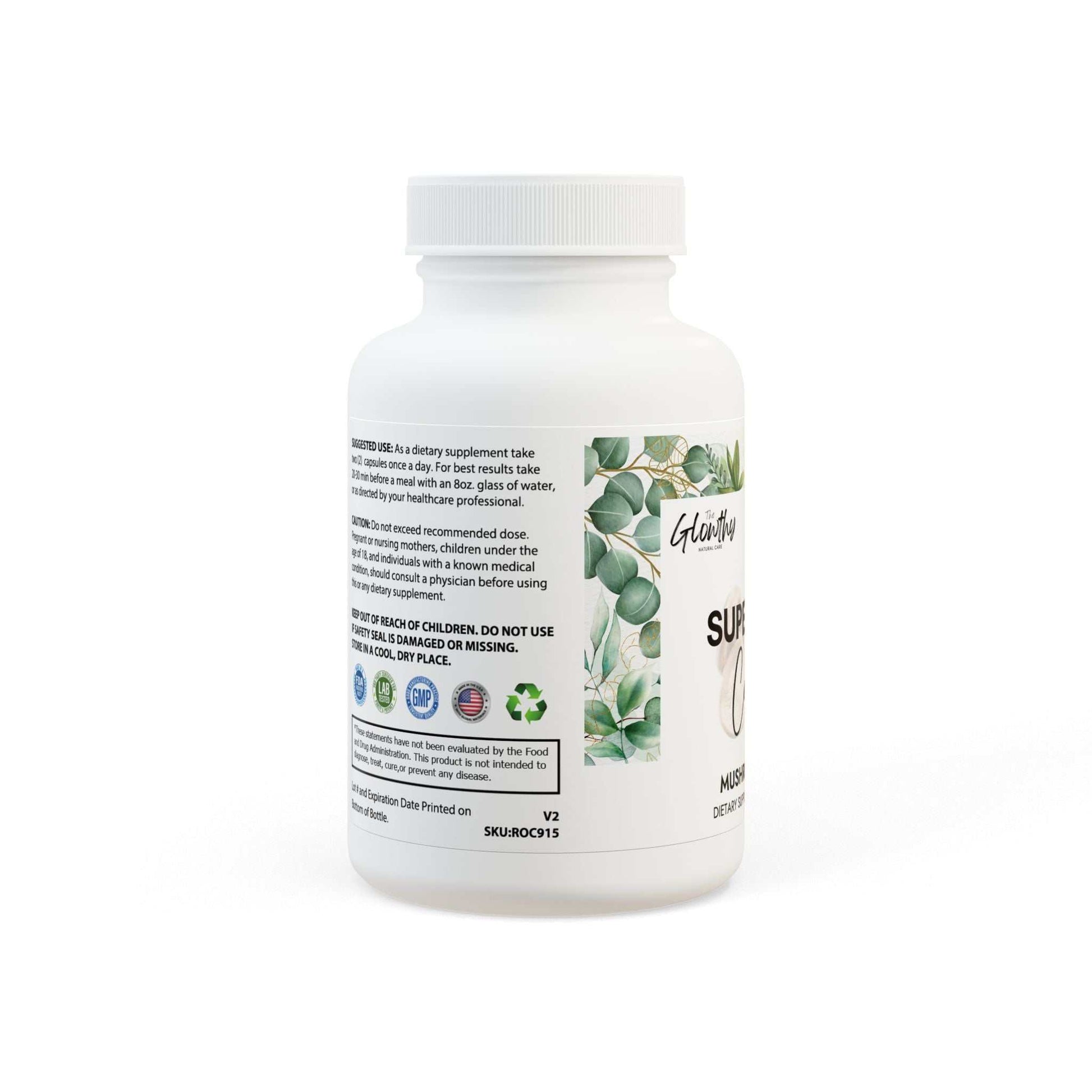 Mushroom Powder Benefits SUPERFOOD COMPLEX Mushroom Blend Supplement bottle with 60 capsules, featuring Cordyceps, Shiitake, and Lion's Mane for brain and energy support. Discover the Mushroom Powder Benefits. Power through your busiest days with focus, clarity, and natural energy. Your daily ally for enhanced vitality and wellness. 