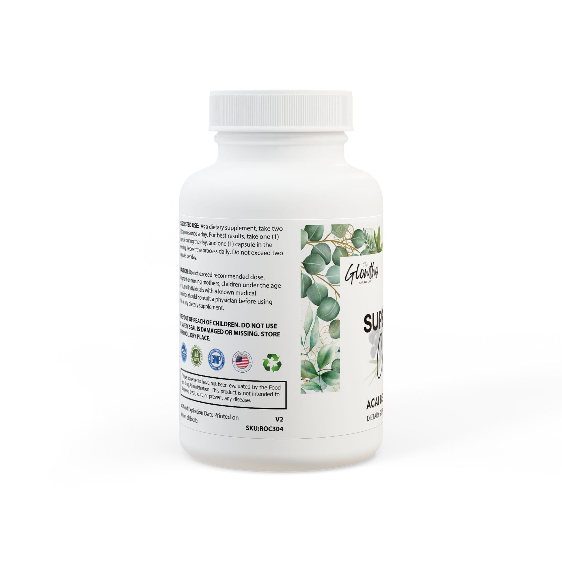 acai powder benefits SUPERFOOD COMPLEX Acai Berry Supplement bottle , 60 capsules, vegan-friendly, supports healthy digestion.