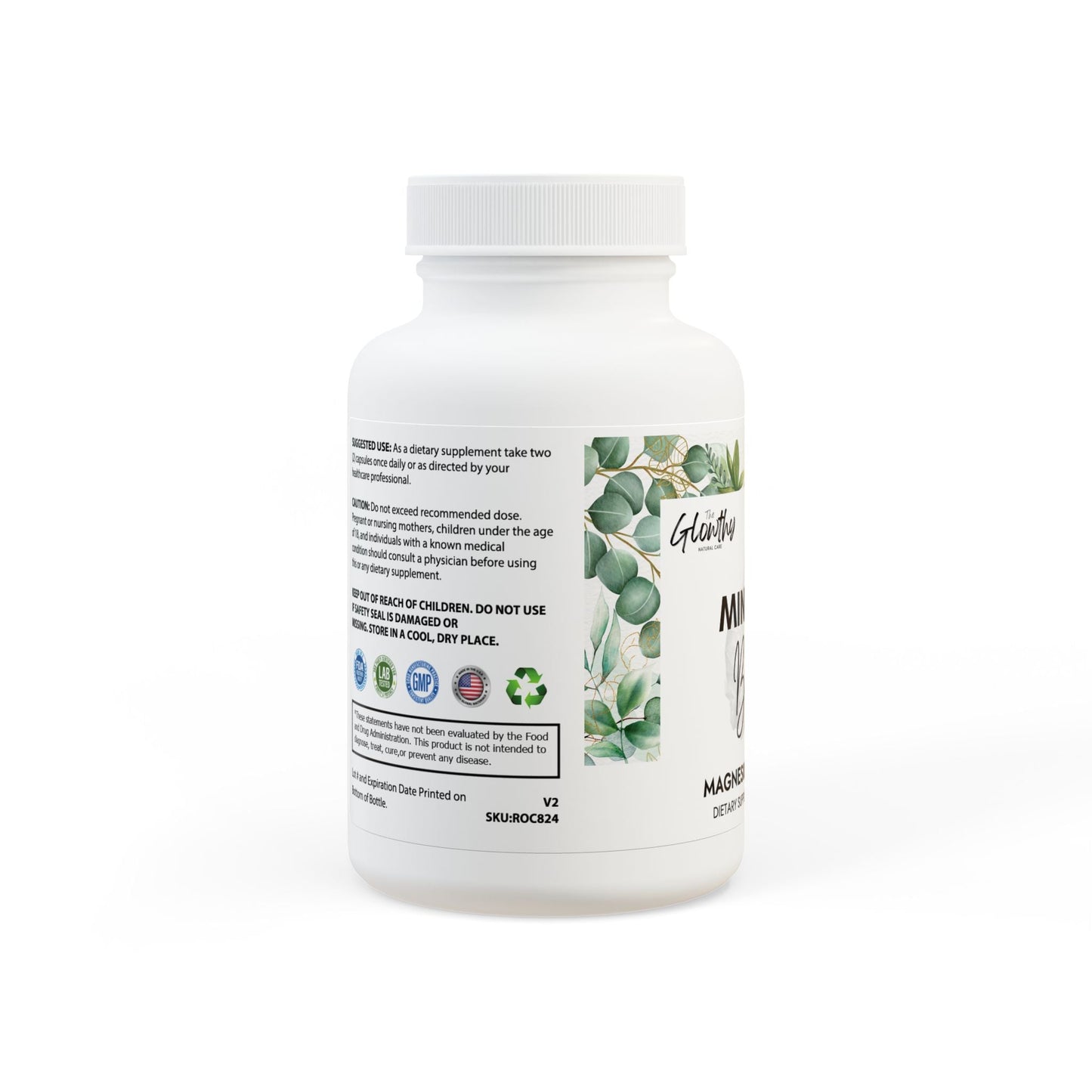 Magnesium Glycinate Supplement MINERAL BOOST+ Magnesium Glycinate Supplement, Natural boost dietary supplement​, bottle with 60 capsules, supports athletic performance, vegan-friendly and non-GMO.