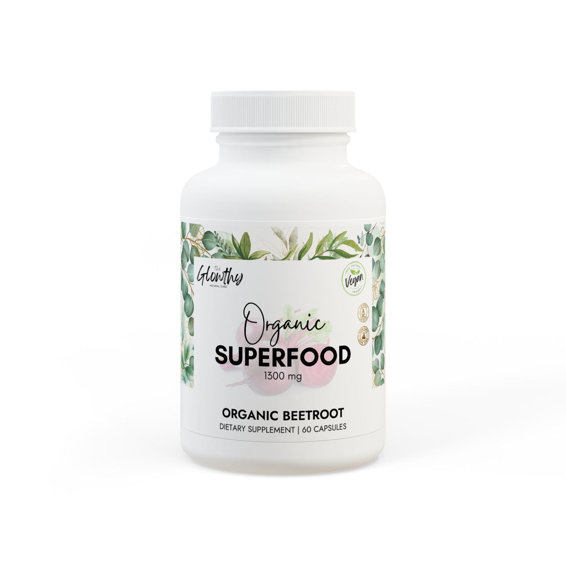 beet powder benefits ORGANIC SUPERFOOD Beetroot Supplement, fuels your body and support your health—naturally and effectively. It impacts circulation, stamina and cardiovascular health, 60 Capsules in white bottle