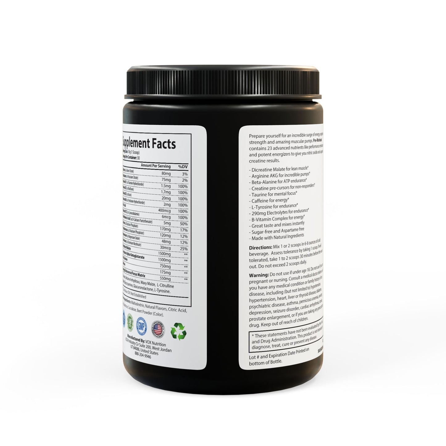 FITNESS & GLOW Pre-Workout Supplement, Watermelon (300g, 10.58oz)