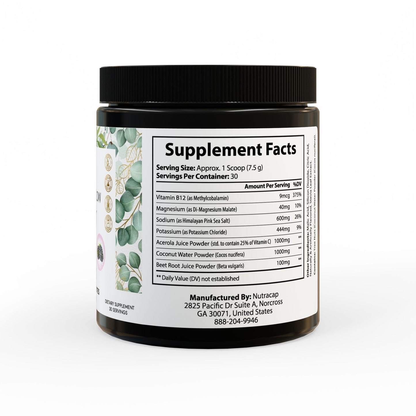 Electrolyte Powder Supplement - FITNESS & GLOW ION + Select Electrolyte Supplement, 225g, 7.9oz in a black container, vegan-friendly, contains essential electrolytes, vitamins, minerals, and superfoods to fuel hydration and energy. Take your workout to the next level