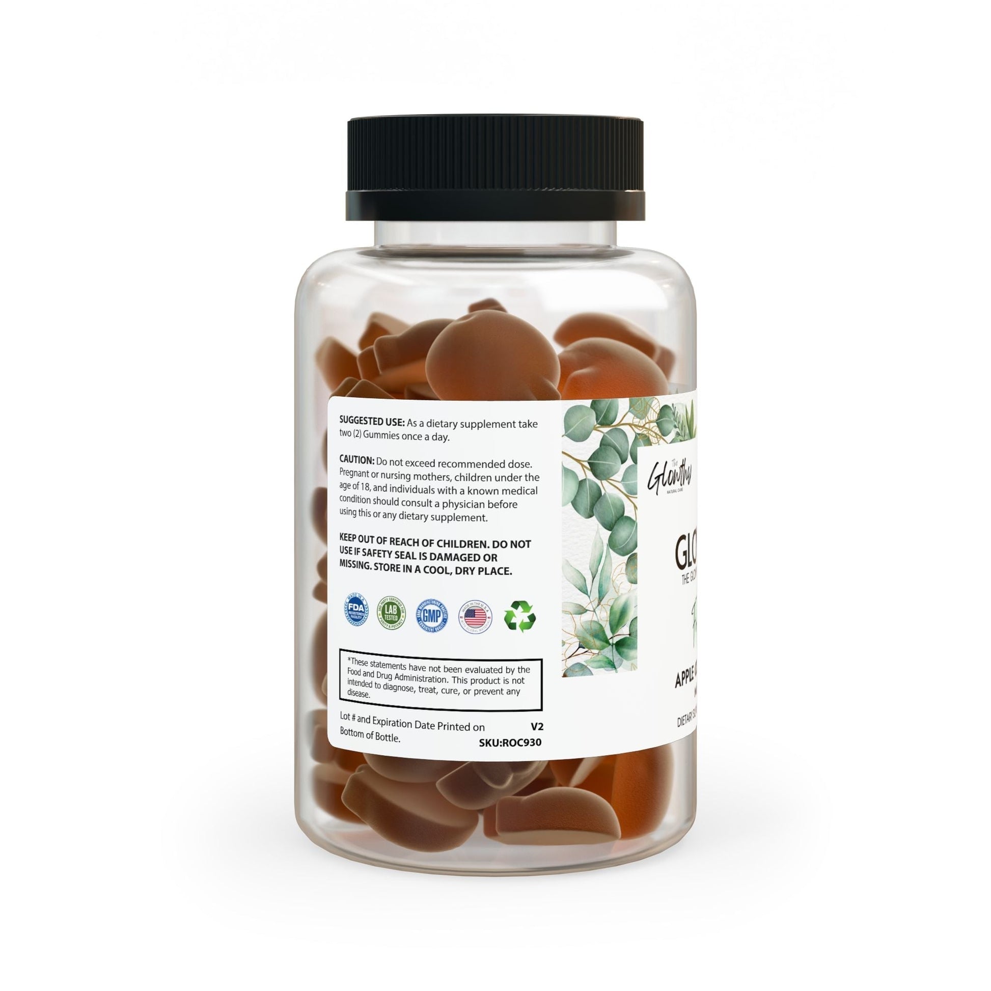 Apple Cider Vinegar Benefits with GLOWMIES Apple Cider Vinegar Gummies formulated to enhance metabolism, support gut health and naturally boost your energy, Gummies in a clear bottle (60 Gummies)