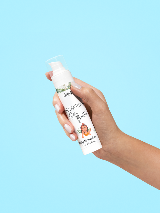 Daily Moisturizer for radiant skin GLOWTHY+ SKIN BOOSTER Daily Moisturizer, 1.7oz in white plastic bottle with white airless pump, for hydrated, radiant skin.