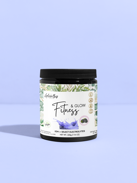 Electrolyte Supplement - FITNESS & GLOW ION +, 225g, vegan-friendly, contains vitamins and minerals.