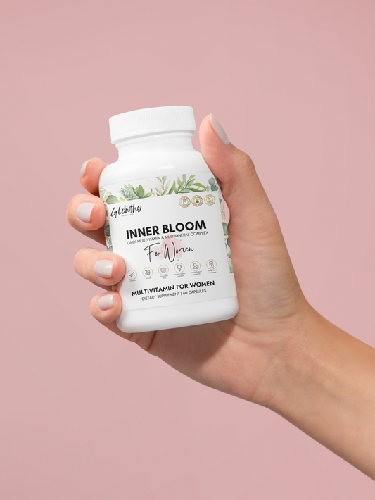 Multivitamin for Women INNER BLOOM Supplement (60 Capsules) All in one. designed to support exercise performance, aerobic energy metabolism, conversion of food into cellular energy, hair health, antioxidant function. 