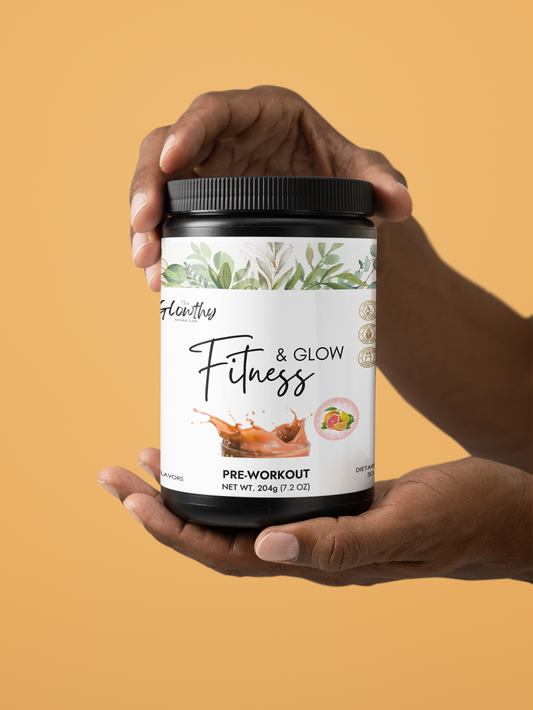 Pre-Workout Supplements - FITNESS & GLOW Fruit Punch, 204g container.