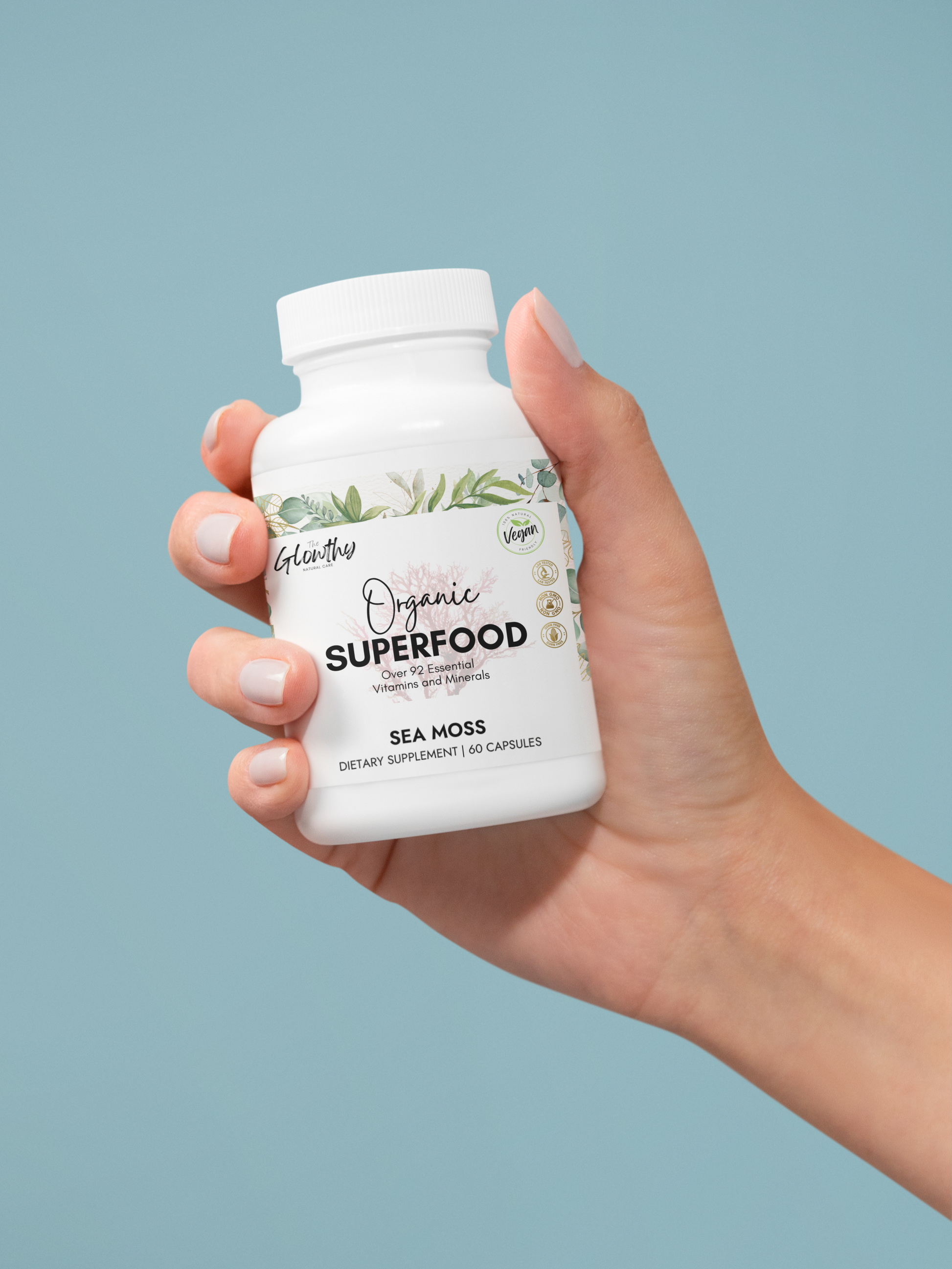 Sea Moss Benefits ORGANIC SUPERFOOD Sea Moss Supplement provides over 92 essential vitamins and minerals in a whole-food bioavailable state to support health, vitality, and energy.  (60 Capsules) bottle 