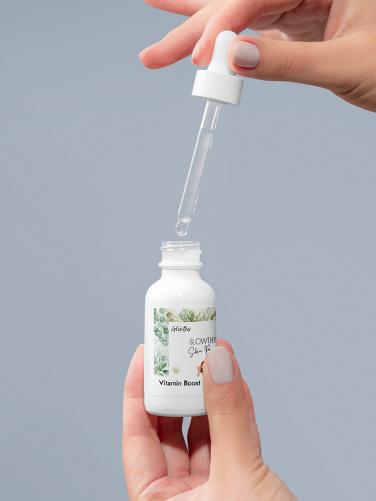Serum with vitamin C GLOWTHY+ SKIN BOOSTER Vitamin Boost Serum, 1oz bottle with a dropper